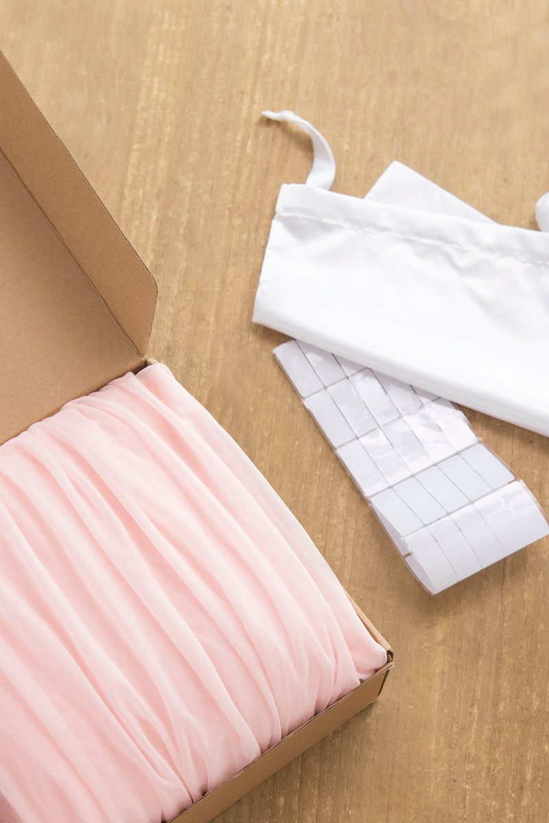 Extra Long Pooling Table Skirt in Blush & White - Image 6